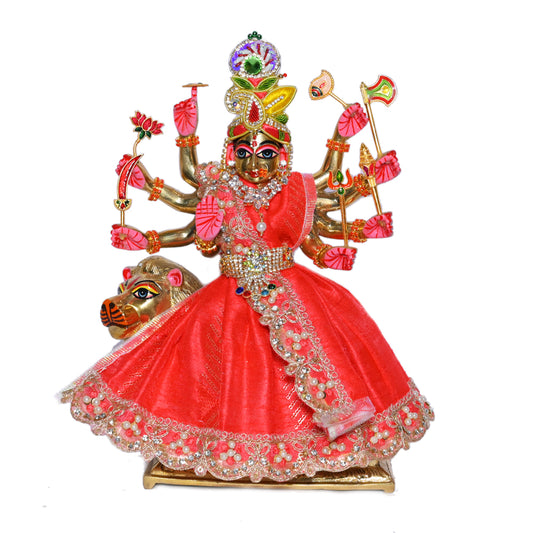 Gajri Stone Pearl Lace Work Durga Ji Dress