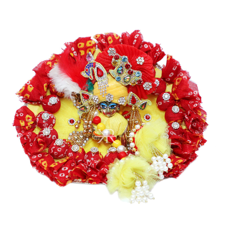 Designer Yellow Red Potli Work Dress