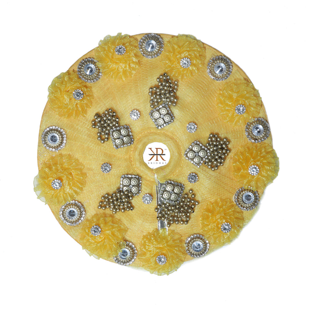Designer Yellow Floral Stone Patch Work Dress
