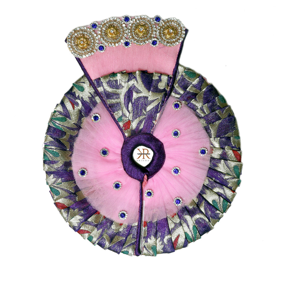 Designer Pink Purple Banarasi Silk Stone Patch Work Dress