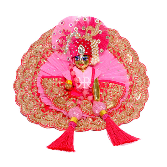 Designer Pink Heavy Jari Stone Work Laddu Gopal Dress