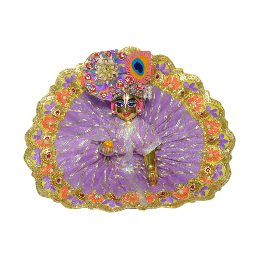 Levender Gotta Embroidery Lace Work Laddu Gopal Dress