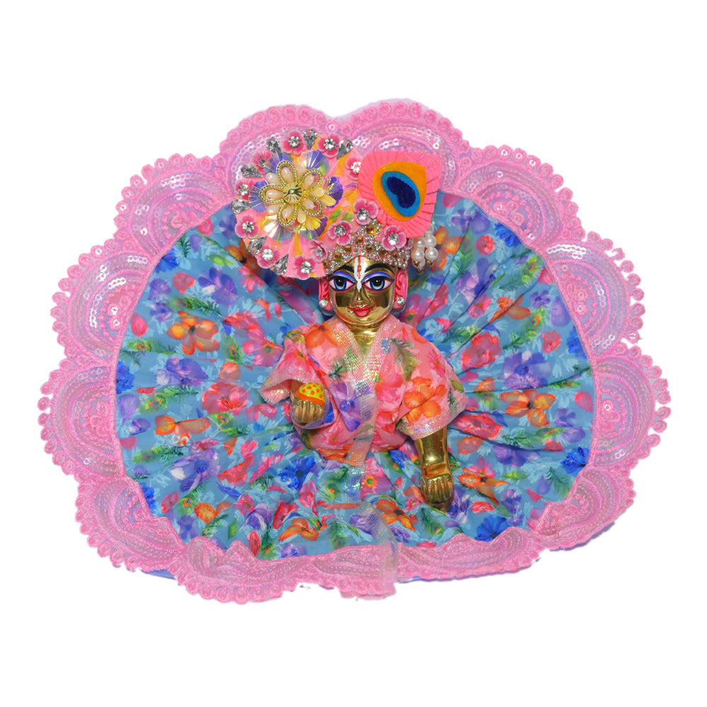 Pink Embriodered Chicken Work Laddu Gopal Dress