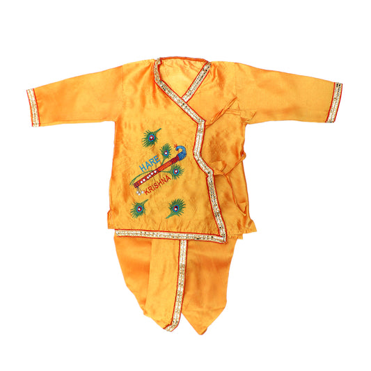 Yellow Silk Zari Work Krishna Dress