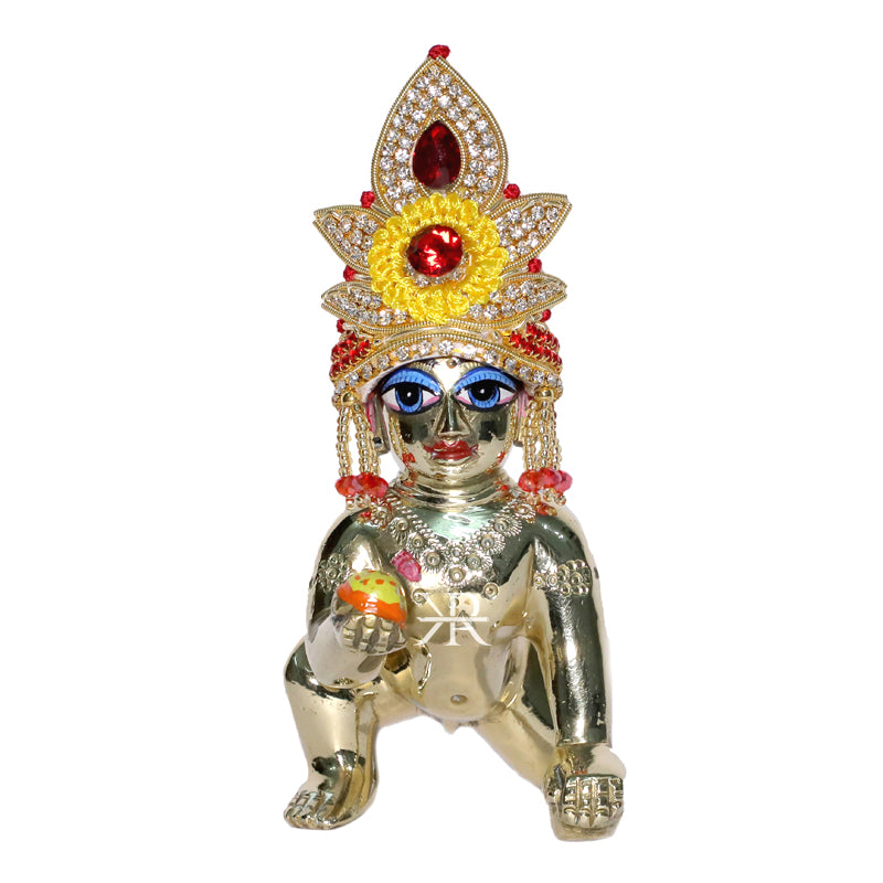 Yellow Red Hand Work Zardozi Mukut