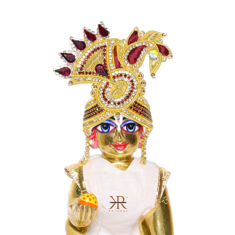 Golden Marron Hand Work Zardozi Mukut