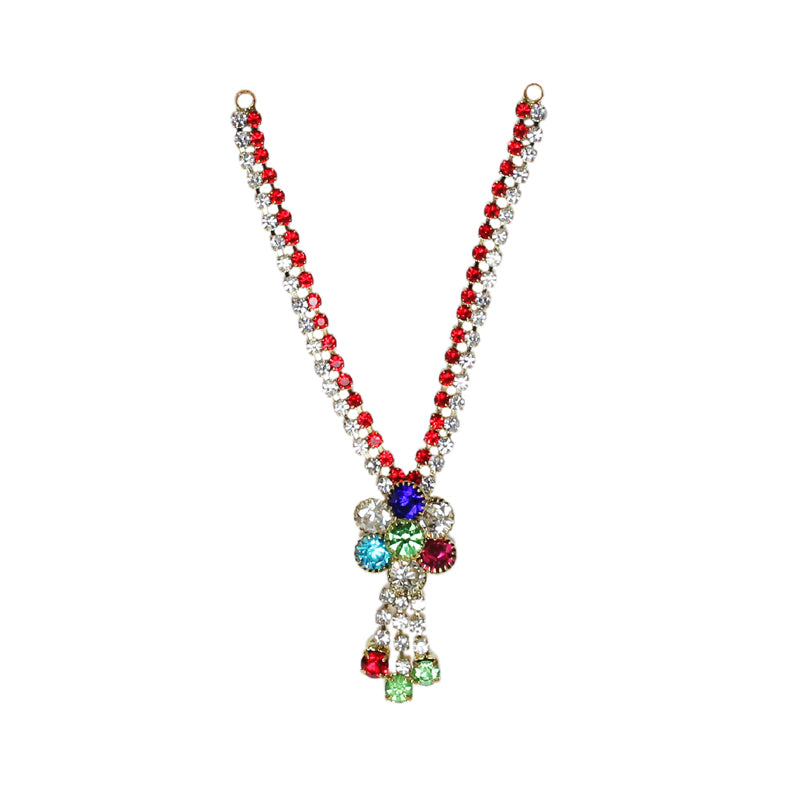Red White Multi Stone Work Mala