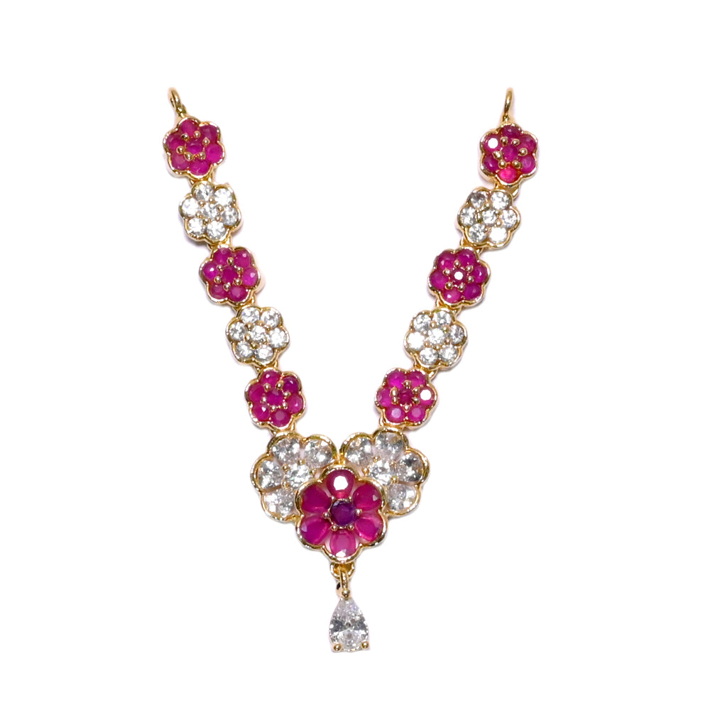 Elegant Ruby White AD Stone Work Mala/ Necklace