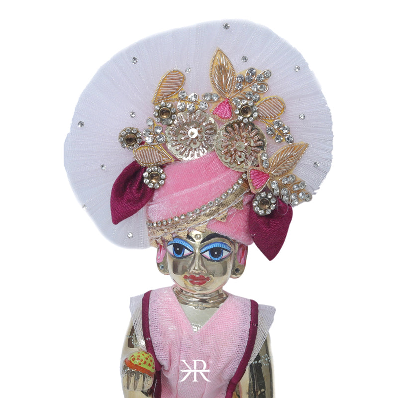 Designer Pink Stone Zardozi Hand Work Laddu Gopal Pugree