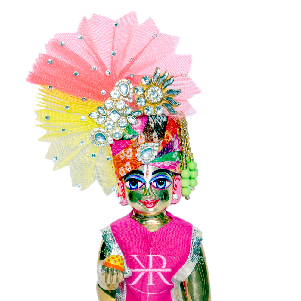 Designer Multi Colour Bandhni Print Stone Patch Work Laddu Gopal Pugree