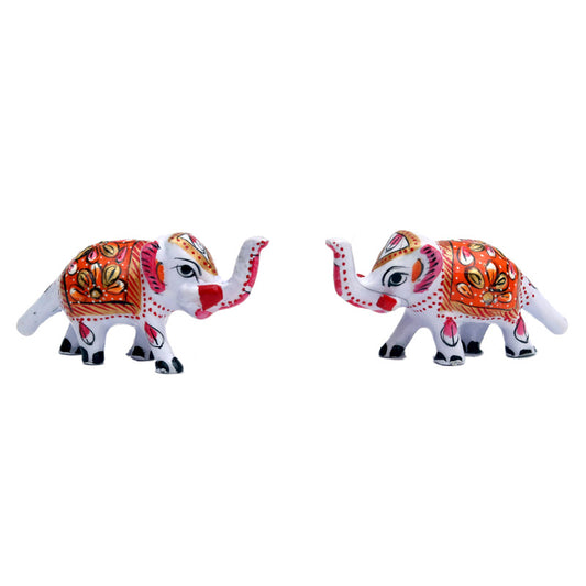 A pair of White Red Meena Work Elephant