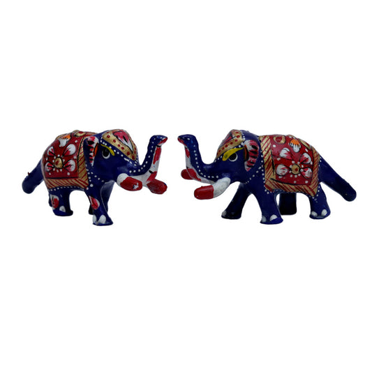 A pair of Blue Meena Work  Elephant