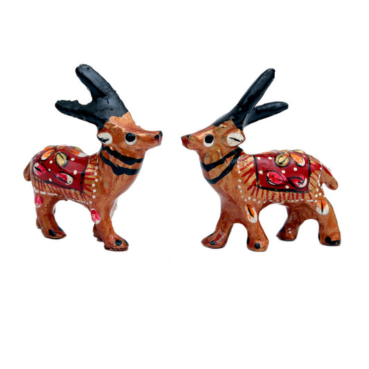 A Pair of Brown Meena Work Deer