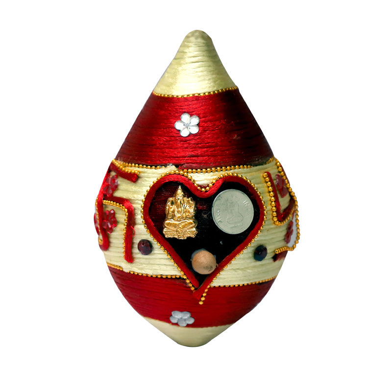 Red Stone Work Decorated Nariyal