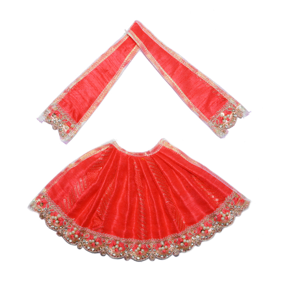 Gajri Stone Pearl Lace Work Lehnga Patka