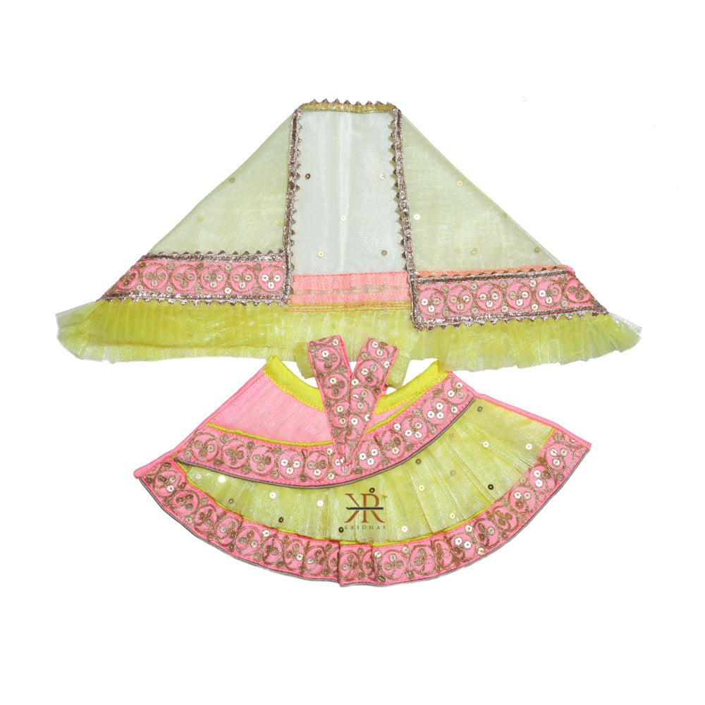 Designer Yellow Pink Sequins Work Radha Krishna Boutique Dress