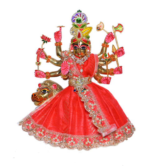 Gajri Stone Pearl Lace Work Durga Ji Dress