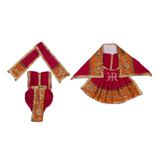 Rani Zari Embroidered Lace Work Radha Krishna Dress