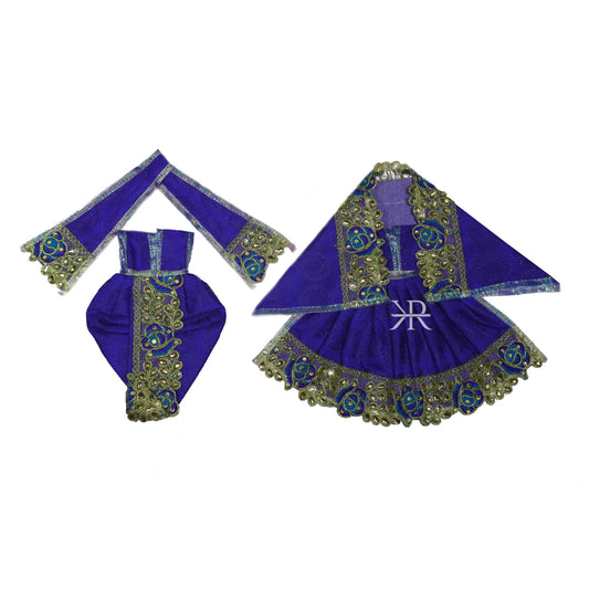 Beautiful Royal Blue Kundan Lace Work Radha Krishna Dress