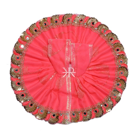 Pink Satin Net Lace Work Dress