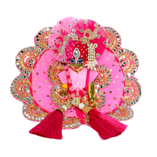 Beautiful Pink Heavy Mirror Sequins Work Laddu Gopal Dress