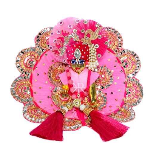 Beautiful Pink Heavy Mirror Sequins Work Laddu Gopal Dress