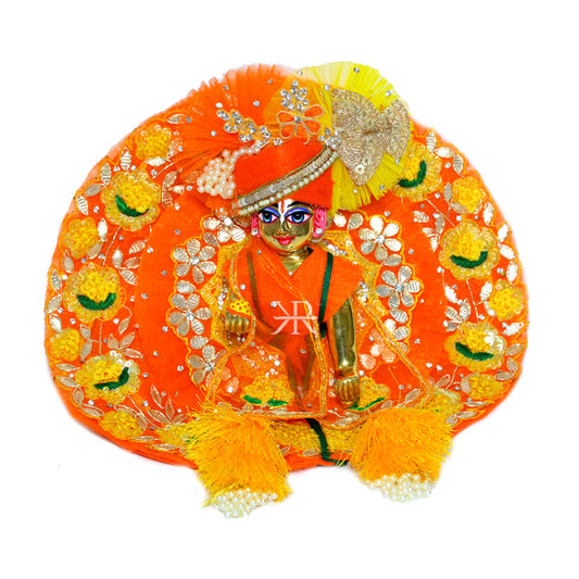 Orange Elegant Heavy Gotta Patti Work Laddu Gopal Dress