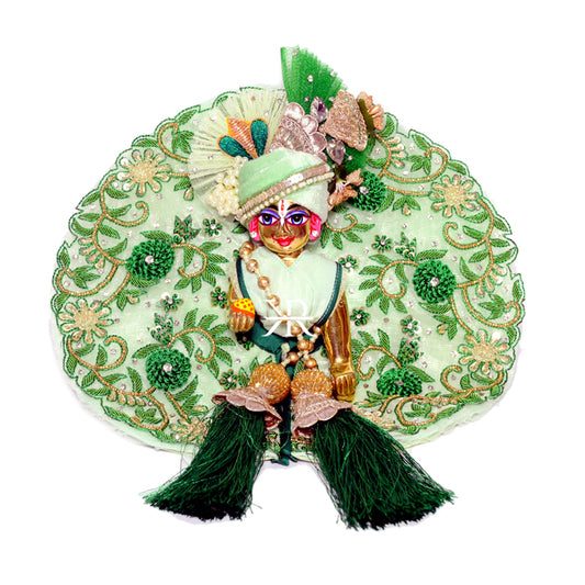 Beautiful Green Heavy Jardozi Work Laddu Gopal Dress