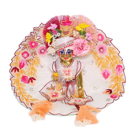 Designer White Heavy Embroidered Pearl Work Laddu Gopal Dress