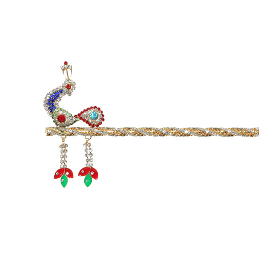 Designer Peacock Multi Stone Work Bansi / Flute