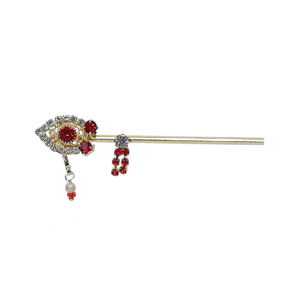 White Red Stone Work Bansi / Flute