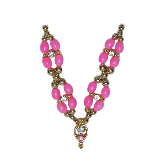 Pink Stone Pearl Work Mala