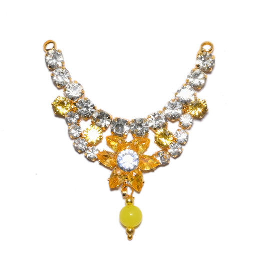 Golden Yellow Stone Pearl Work Neckless / Mala