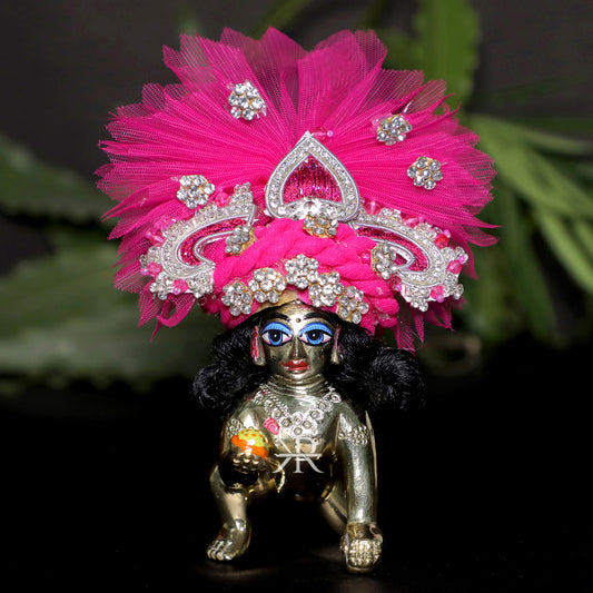 Designer Rani Stone Patch Work Laddu Gopal Pugree