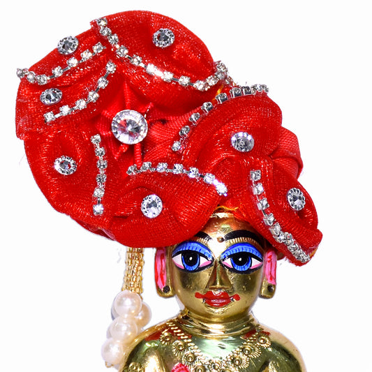 Red Stone Work Laddu Gopal Pugree