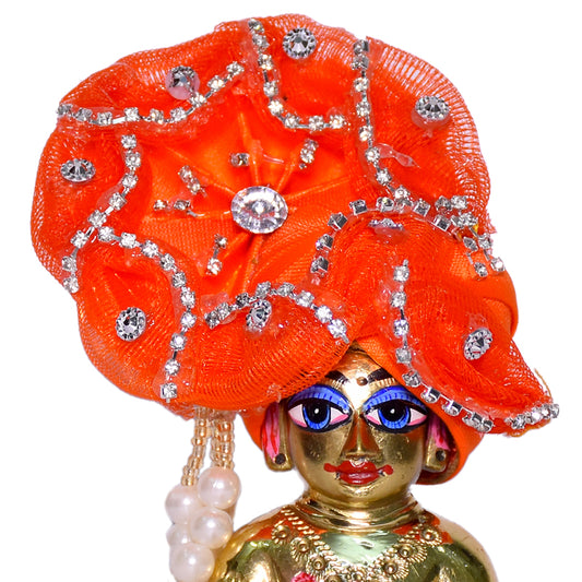 Orange Stone Work Laddu Gopal Pugree