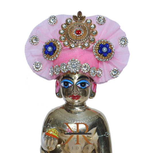 Designer Baby Pink Kundan Stone Patch Work Laddu Gopal Pugree