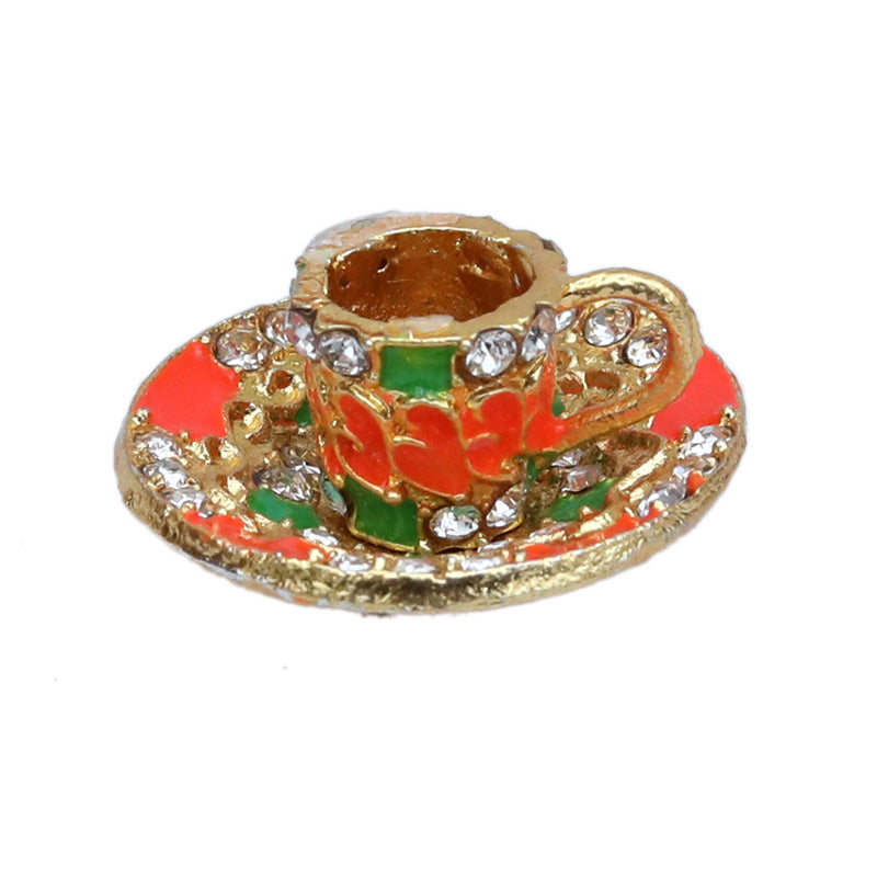Laddu Gopal Golden Orange Stone Cup Plate Toy